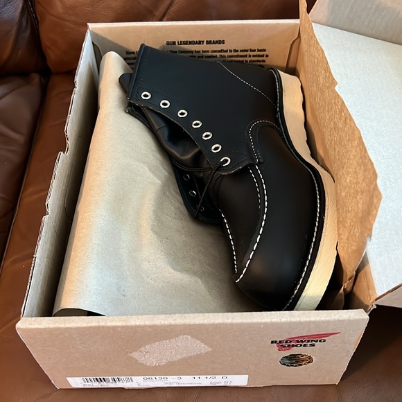 Men’s Red Wing 8130 6 Inch Moc Toe Boots Size 11.5 Black Chrome Tan Leather - Picture 10 of 11